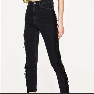 Zara High Rise Denim with Side Fringe